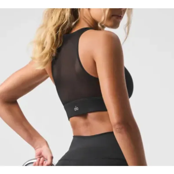 Alo Mesh Airlift Coastline Sports Bra Black Small - Image 2