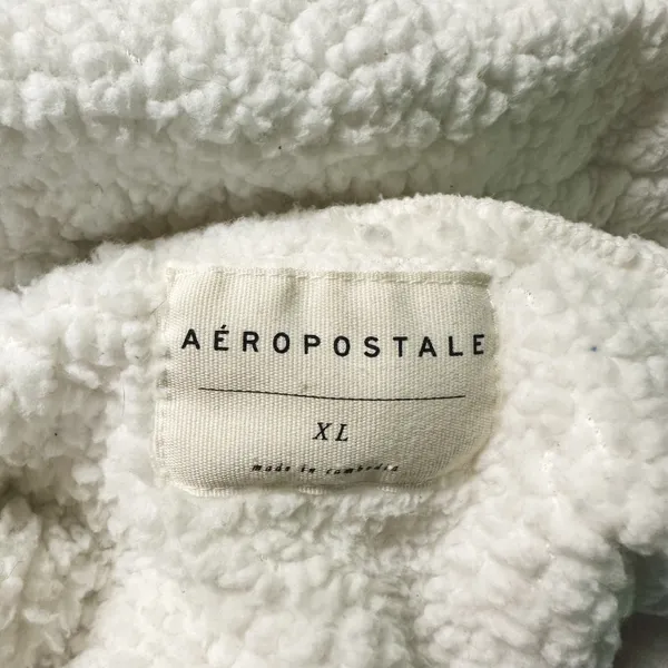 Aeropostale White Sherpa Hooded Zip Up Teddy Coat - Image 7