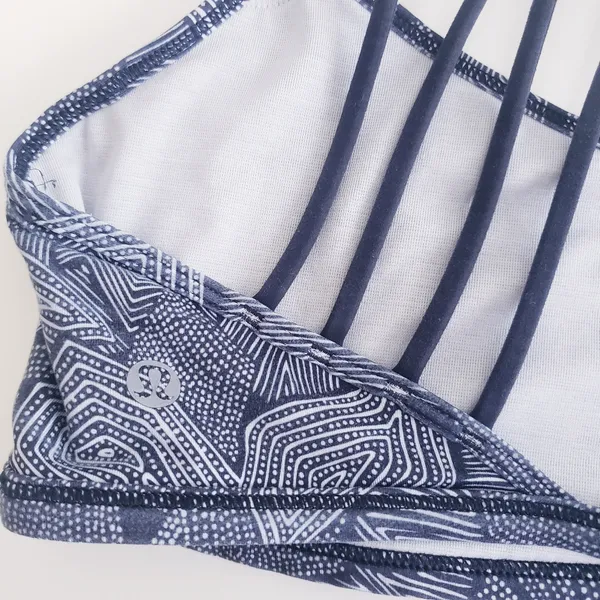 Lululemon Lighten Up BraMini Dottie Tribe White Racerback Sports Bra - Image 7