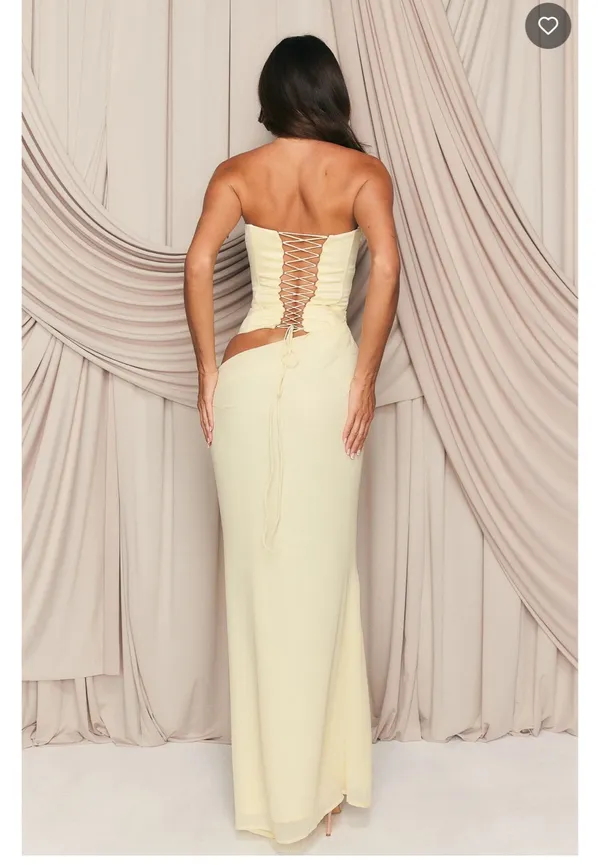 White fox Peach Fizz Strapless Maxi Dress Lemon - Image 2