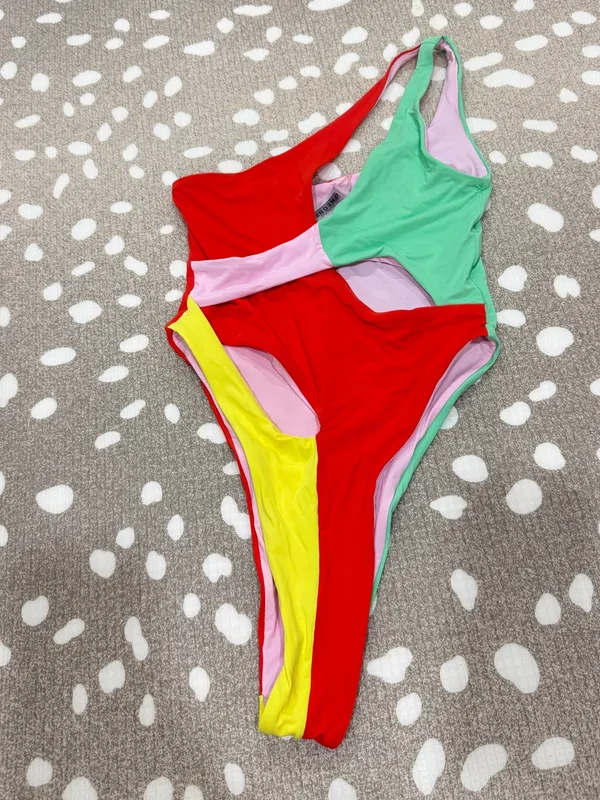 ONEONE Shirly One Piece Swimsuit colorful free people high leg asymmetrical neon - Image 2