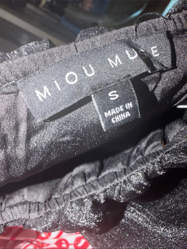 $55 NWOT Miou muse organza sheer black ruffle crop top S - Image 4