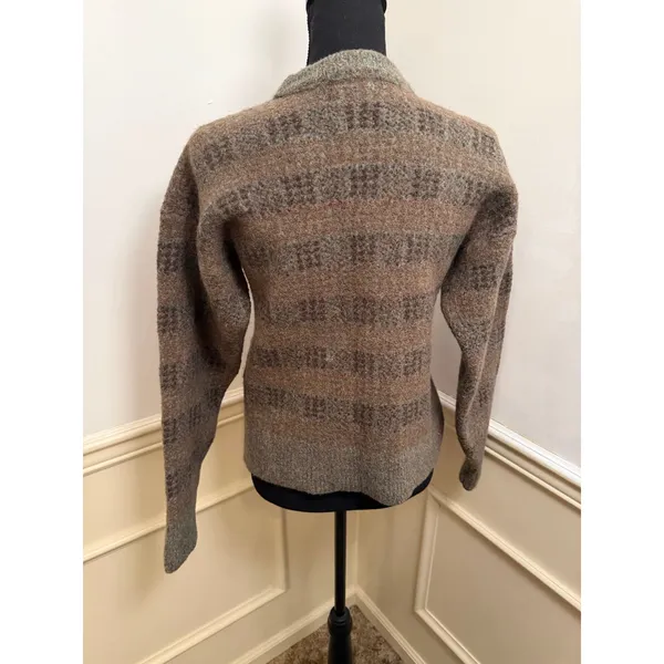 Vintage Ruff Hewn Wool Blend Plaid Striped Sweater Crewneck Earthy Grandpacore - Image 4