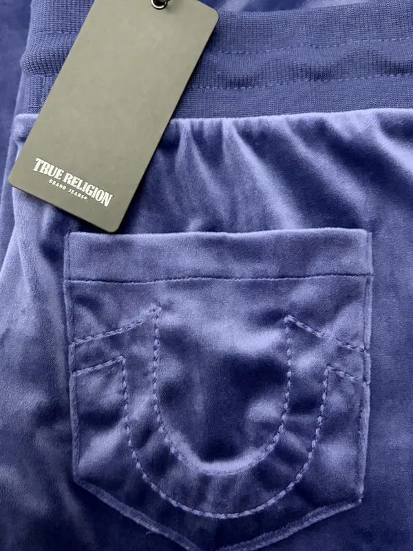 NWT True Religion Women Large Velour Rhinestone Track Pants Wide Straight Leg - Image 6