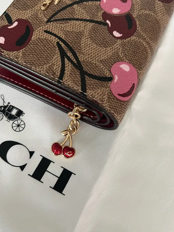 Coach City Mini Tote Bag In Signature Canvas With Cherry Print With Matching Wallet - Image 9