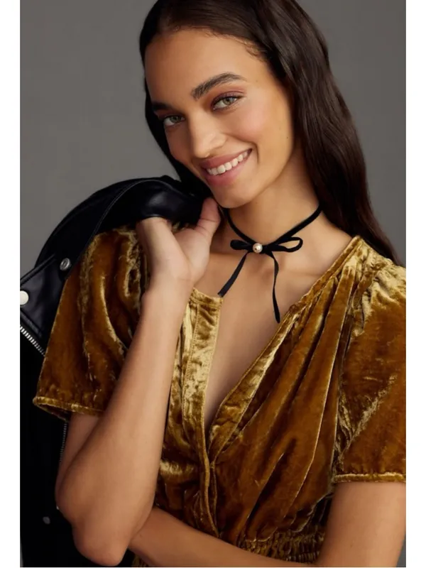 Anthropologie The Somerset Maxi Dress: Velvet Edition Bamboo Brown Size Medium - Image 4
