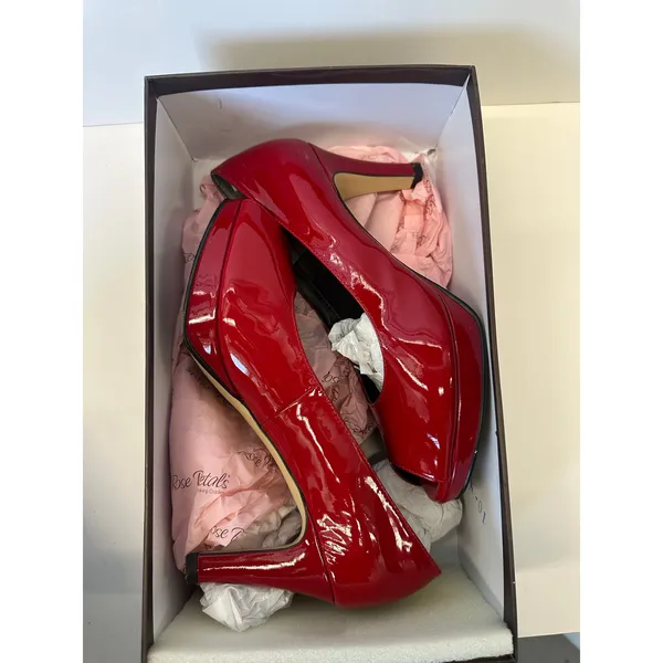 Rose Petals by Walking Cradles Prom Red Patent Peep Toe Heels Size 8.5 - Image 4