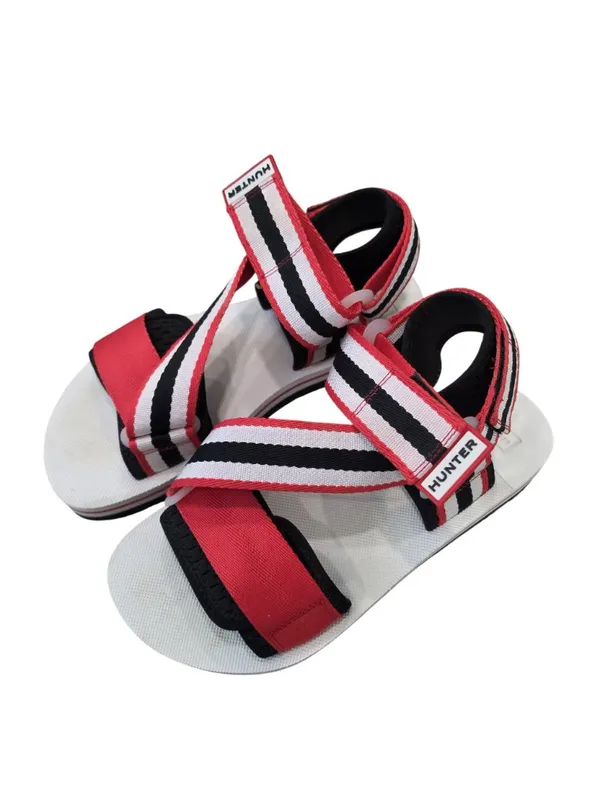 Hunter Women's Adjustable Striped Sandals UK 6 US size 8 Red/White/Black - Image 10