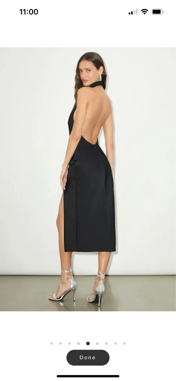 Lulus Midi Dress Black Satin - Image 2