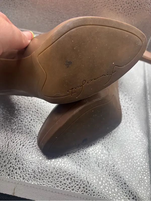 Franco Sarto Darren Leather Pumps Nude Tan Taupe Heeled Shoes Size 7.5 - Image 7