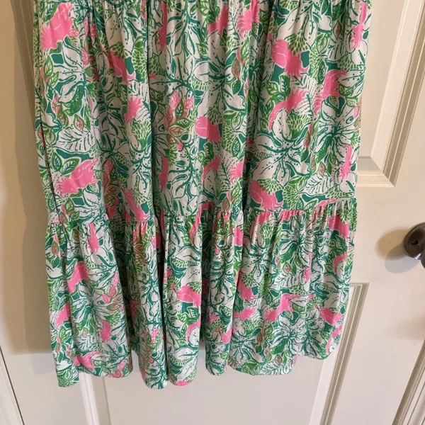 Lilly Pulitzer Geanna Short Sleeve Swing Dress Botanical Green Just Wing It Sm - Image 3