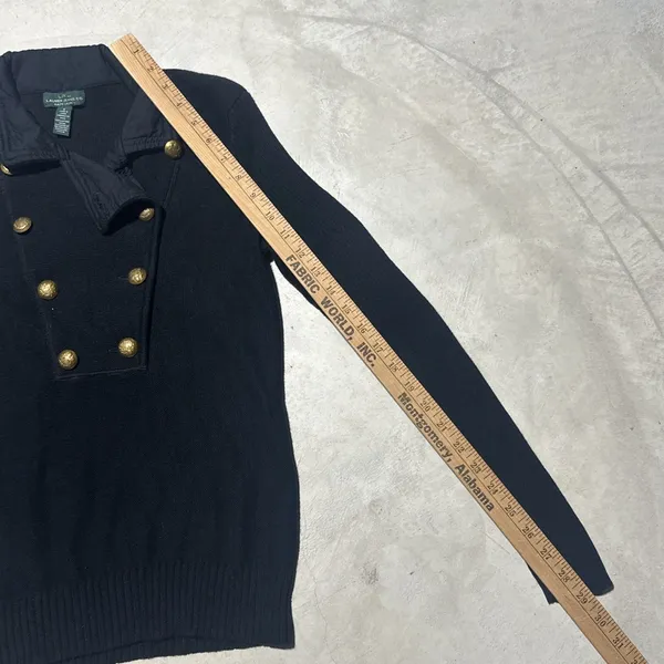 Ralph Lauren SZ S Black Cotton Sgt Peppers Nautical Crest Pullover Sweater - Image 6