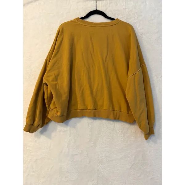 Vans Off The Wall Sweatshirt Womens Medium Mustard Yellow Embroidered Pullover - Image 10
