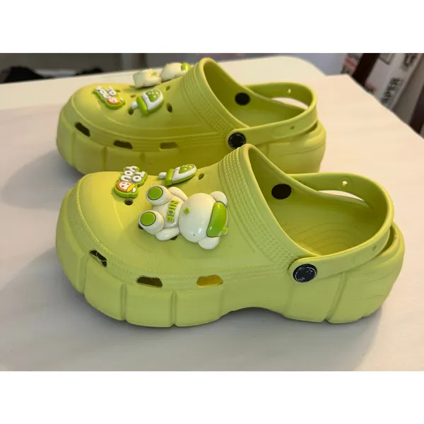 Source Unknown Women Nurse Slippers Eva Chunky Sole in Lime Green sz. 9-10 - Image 3