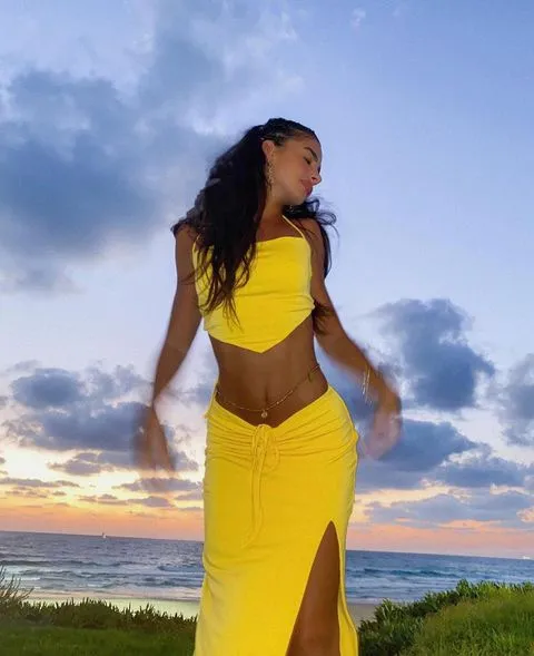 Tiger Mist Yellow Ruched Skirt With Side Slit - Image 13