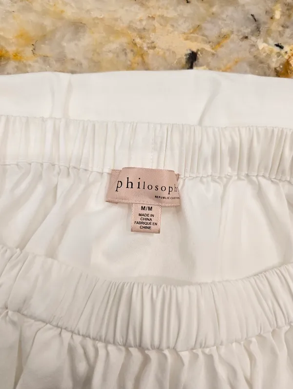 Philosophy White Flowy Maxi Skirt M - Image 3