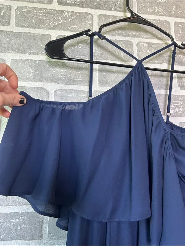 Show Me Your Mumu Navy Maxi Dress XS Off Shoulder Flutter Sleeve Formal Bridesma - Image 3