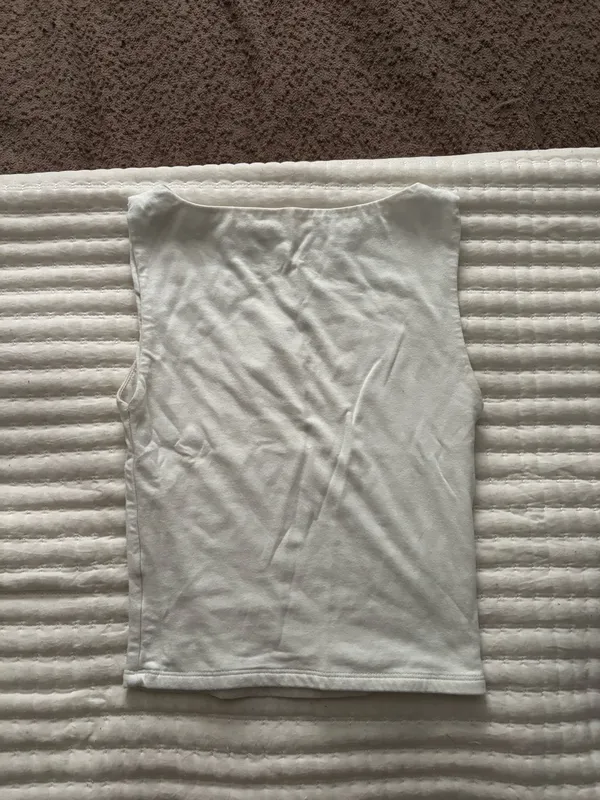 Pink Rose White Basic High Neck Tank - Image 3