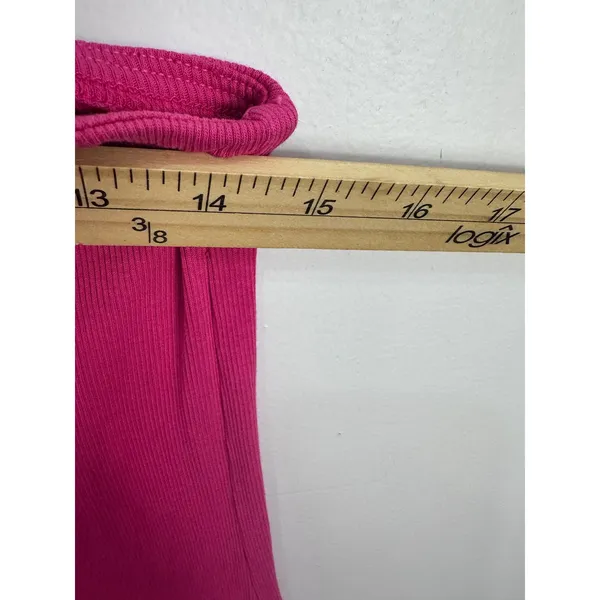 Back Beat Co One‎ Shoulder Dress Womens XS Pink Hemp Organic Cotton Ribbed Mini - Image 5