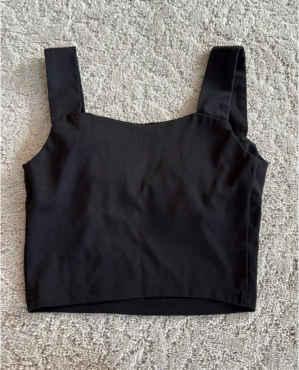 Black Cropped Tank Top - Image 2