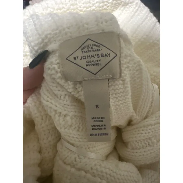 ST. JOHN'S BAY | NWT Woman's Cream Chunky Knit Zip Turtleneck Sweater, Size S‎ - Image 7