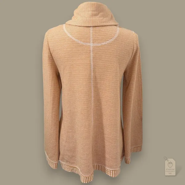 Maeve Anthropologie Mustard Striped Cowl-Neck Tunic Sweater S - Image 5