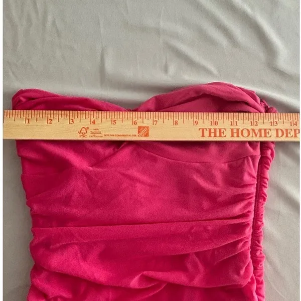 Hello Molly Pink‎ Ruched Halter Mini Dress Bodycon Twist Front US 6 - Image 7