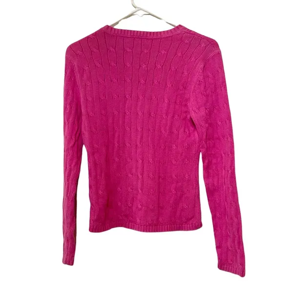 Ralph Lauren Polo Pink Cable Knit‎ Crewneck Pullover Sweater Size M Medium - Image 6