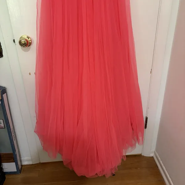 Sherri Hill 50474 A Line Maxi Formal Dress Red Pink Tulle 2 Beaded Homecoming - Image 11