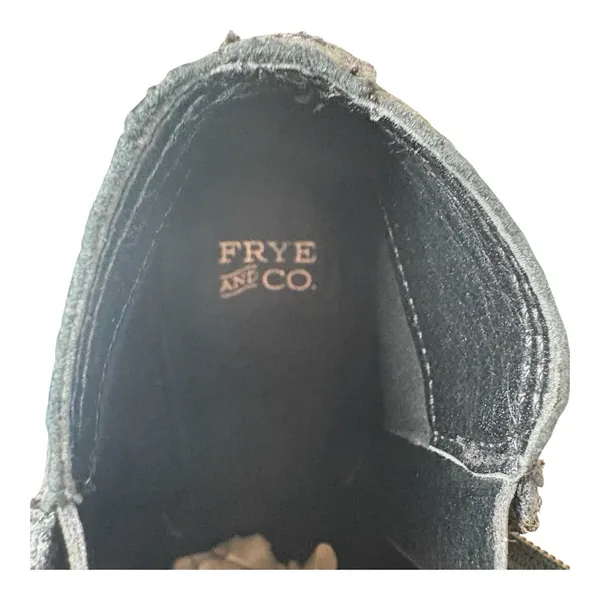 Frye Judith Black Leather Double-Zip Ankle Boots Size 8M Stacked Heel Booties - Image 6