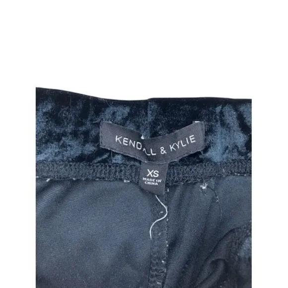 Kendall‎ & Kylie Black Crushed Velvet Ankle Leggings Pants Elastic Waist Size XS - Image 6
