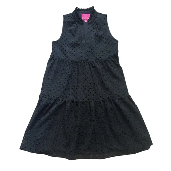 Lilly Pulitzer Novella Eyelet Lace Sleeveless Swing Dress Size XS‎ Onyx Black - Image 4