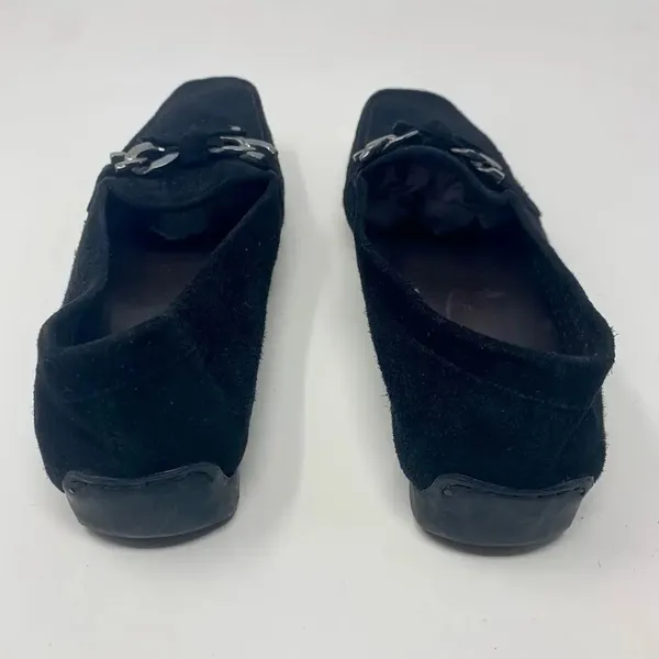 Stuart Weitzman‎ Black Suede Perforated Loafers - Image 6