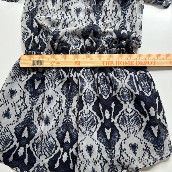 Show Me Your Mumu Romper Womens Medium Blue White Great Snakeskin Rosarita - Image 9