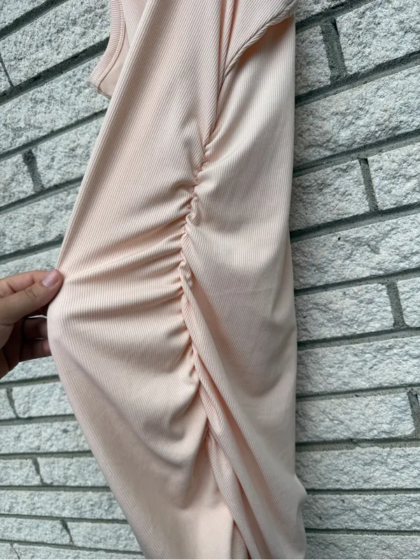 SHEIN Sleeveless Ruched Side Midi Dress - Blush - Image 4