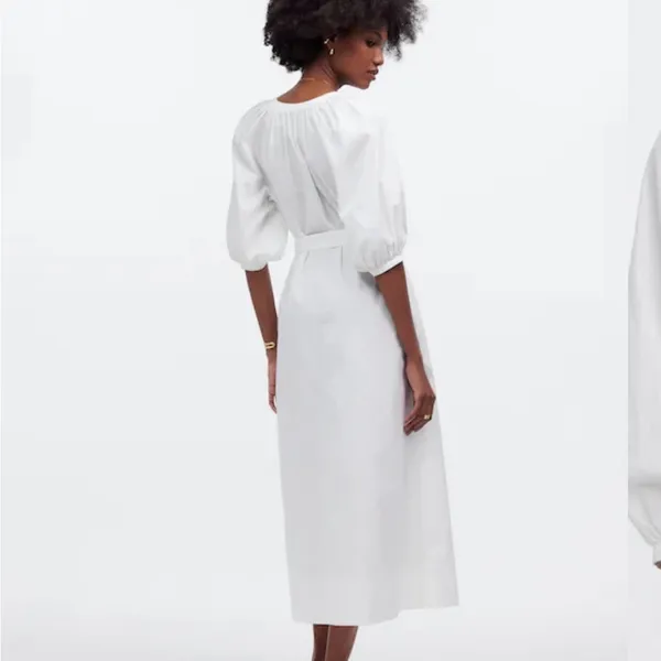 NWT Madewell Tie-Waist Button-Front Midi Dress in Poplin - Image 2