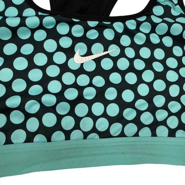 Nike Pro Dri-Fit Halter Black & Blue Polka Dot Sports Bra Size Large - Image 5