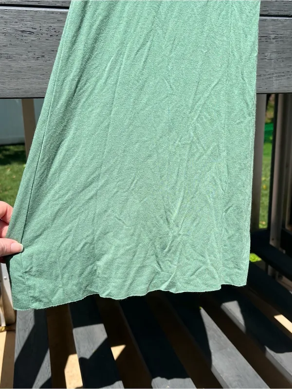 Three Bird Nest Cher Solid Raw Edge Flare Pant Green Size S Boho Extra Long - Image 3