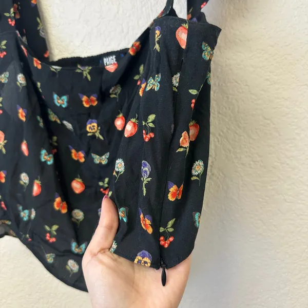 Paige Mixed Print Naya Ruffle Strap Crop Tank Black Size XL - Image 5