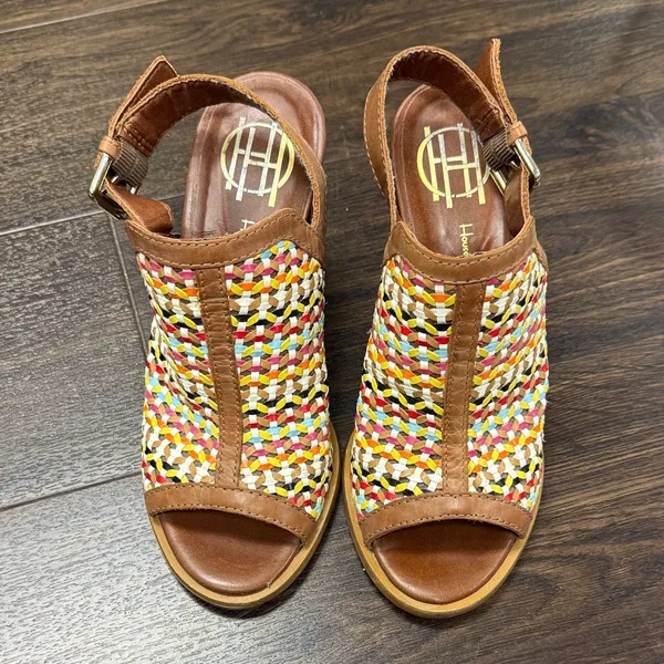 House of Harlow 1960 Multicolor Woven Boho Platform Sandals -‎ Size 35 - Image 2