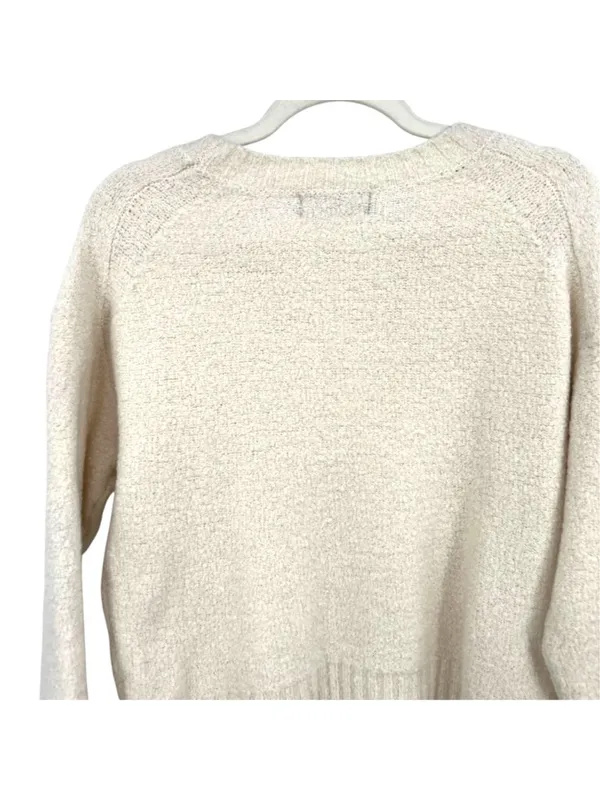 Everlane Cream Wool-Blend Crewneck Sweater Boucle Knit Size Medium Quiet Luxury - Image 5