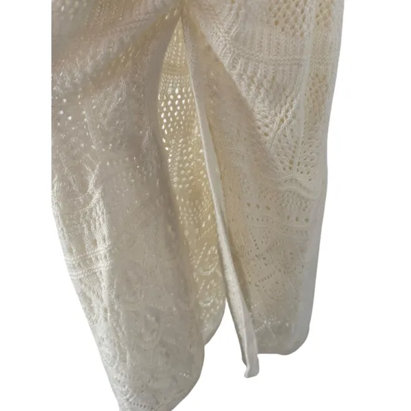 Tahari Womens Open Knit Sleeveless Maxi Dress Cream Size Small Resortwear Beach - Image 9