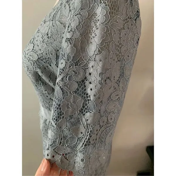 Adrianna Papell Lace Dress Gown Grey/Grayish Blue Mother of the Bride Size 2 - Image 3