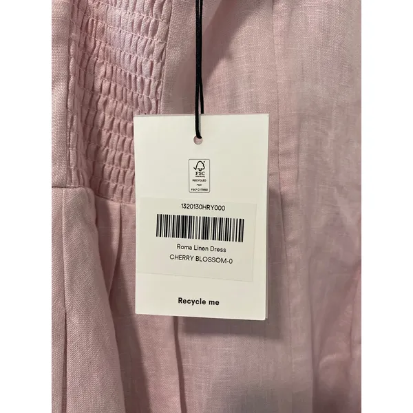 New Reformation Roma Linen Dress Cherry Blossom, Light Pink Size 0 - Image 4