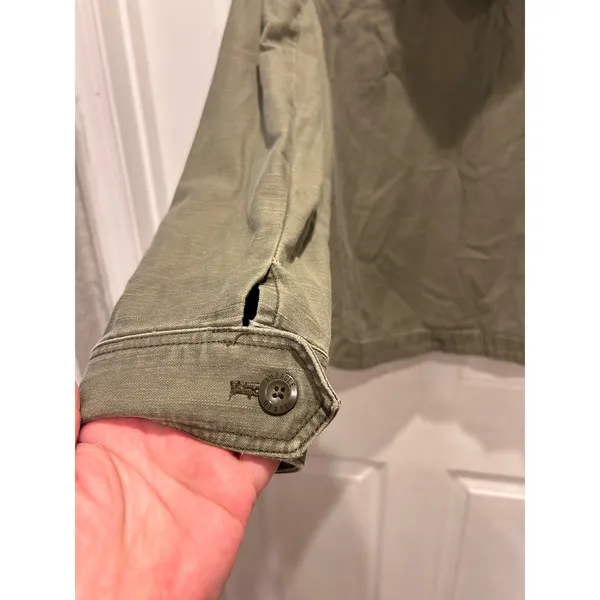 American Eagle Womens Large Olive Green Utility‎ Field Jacket Grey Jersey Hood L - Image 6