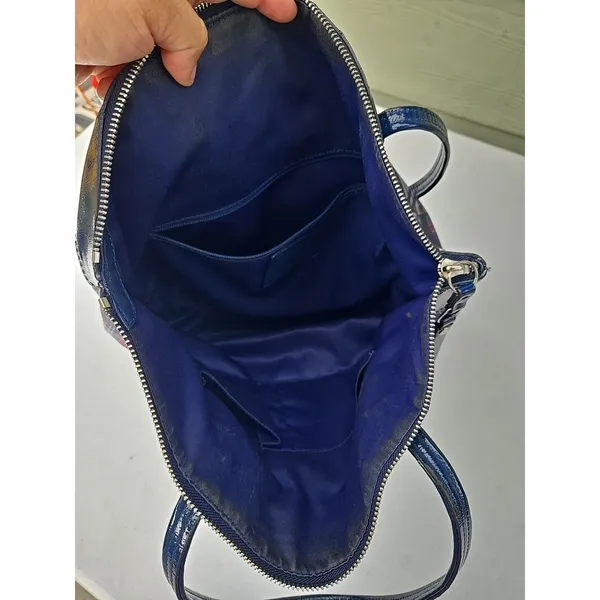 COACH poppy tartan signature tote bag blue/purple F-20109 - Image 4