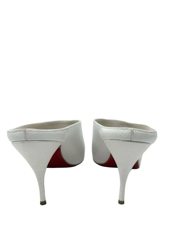 Christian Louboutin Zarli Quart White Leather Pointed Toe Mules Size 39.5 - Image 9