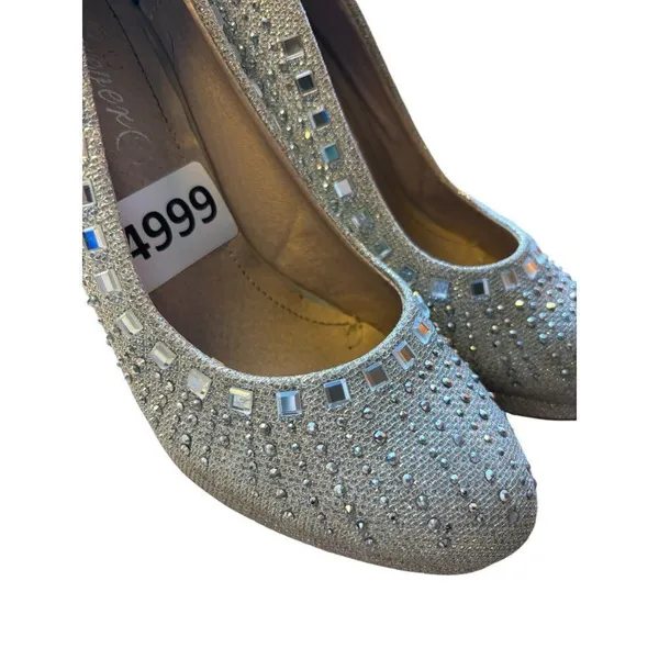 Elegant Silver Rhinestone High Heels Womens Size 6.5 midheel - Image 10