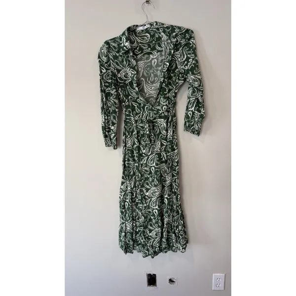 Mango Women's Ethnic Motifs Print Shirt Midi Dress Long Sleeve Size 4 Small 2734 - Image 5