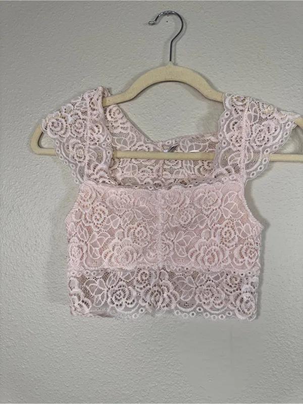Intimately Free People Pink Lace Bralette Top Womens S Romantic Girly Coquette - Image 10